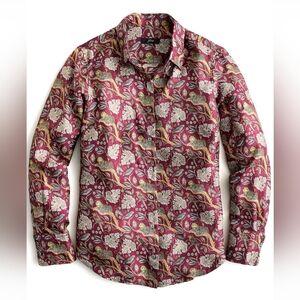 New! J.Crew Collection sz 6 Silk Twill Shirt Top Burgundy Jungle Cat NWT